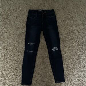 American Eagle Outfitters Women's Dark Skinny Jeans Jegging Distressed 0